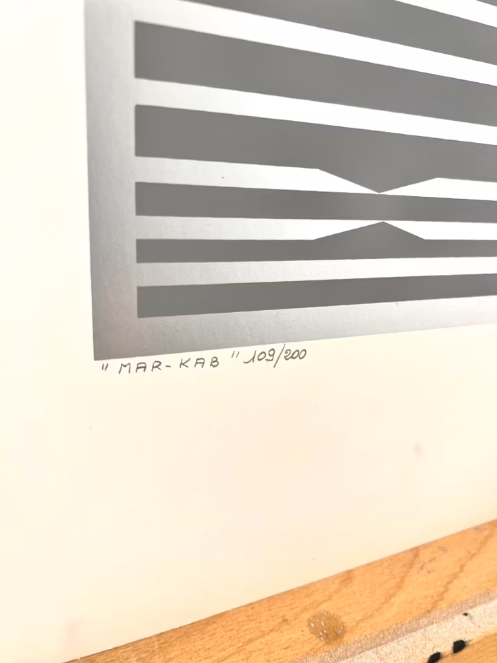 "Mar-Kab" Färglitografi av Victor Vasarely. 62x76 cm