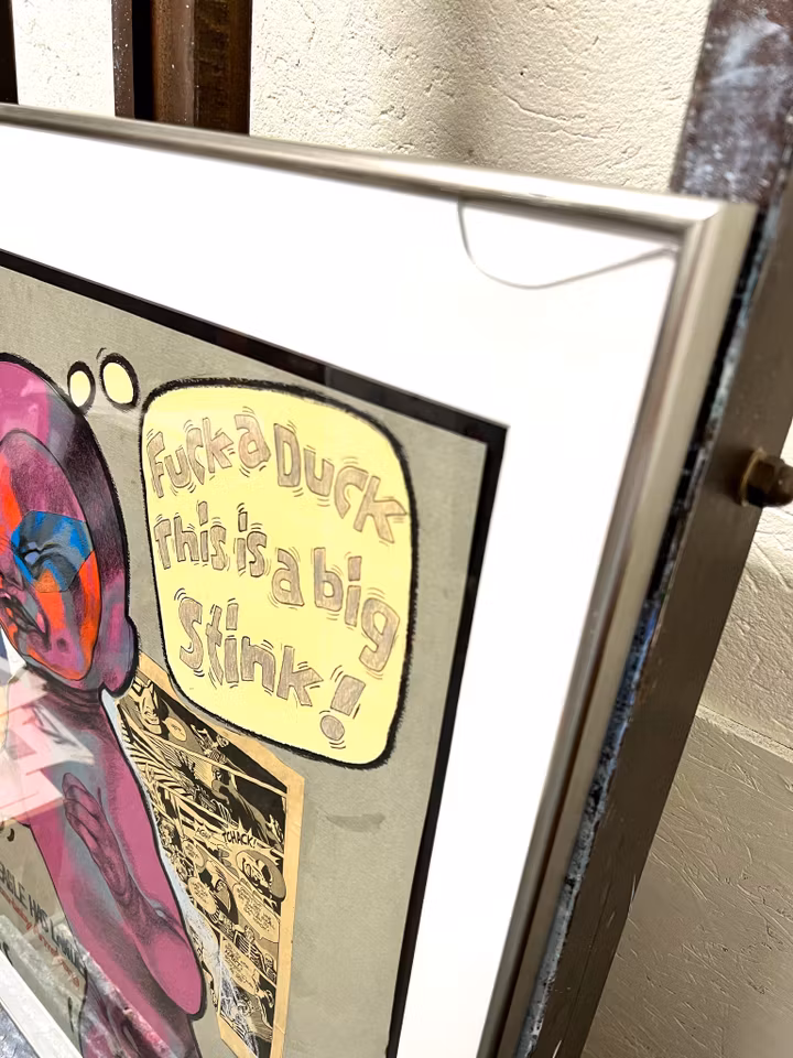 "Fuck a duck, this is a big stink" Original på papper av Pia ZEPPA Häggström. 62x88,5 cm