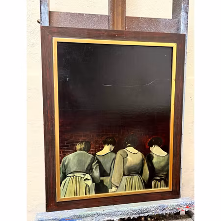 "Preparing the feast" Olja på panel av Philippe Collage. 61x76,5 cm