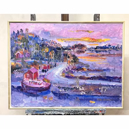 "Köpmannebro" Olja på duk av Jerry Andersson. 104x80 cm