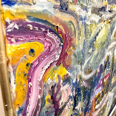 "Herrgården" Olja på duk av Jerry Andersson. 84x84 cm
