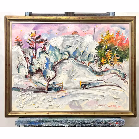 "Vinterland" Olja på duk av Jerry Andersson. 91,5x70 cm