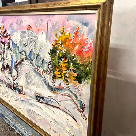 "Vinterland" Olja på duk av Jerry Andersson. 91,5x70 cm