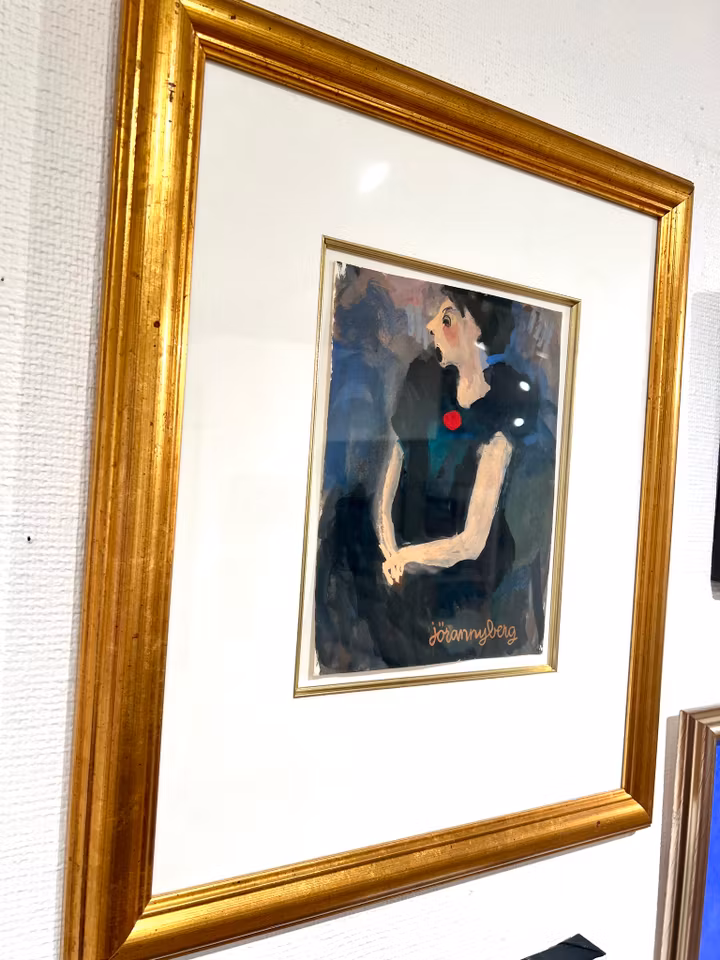 Jöran Nyberg, Original, "Romanssångerskan" signerad, 43,4x51 cm