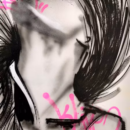 "Shadows in pink" Blandteknik på duk av Klive. 80x100 cm