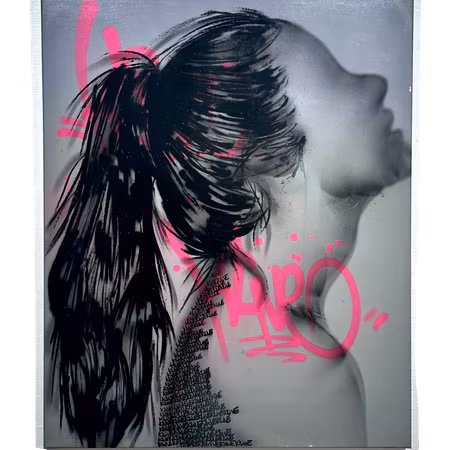 "Shadow Ponytail" Mixed media av Klive. 80x100 cm