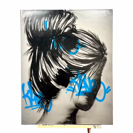 "Shadow Feeling" Blandteknik på duk av Klive. 80x100 cm