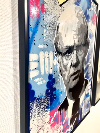 "Carl Gucci" Blandteknik på duk av Haze1. 60x80 cm