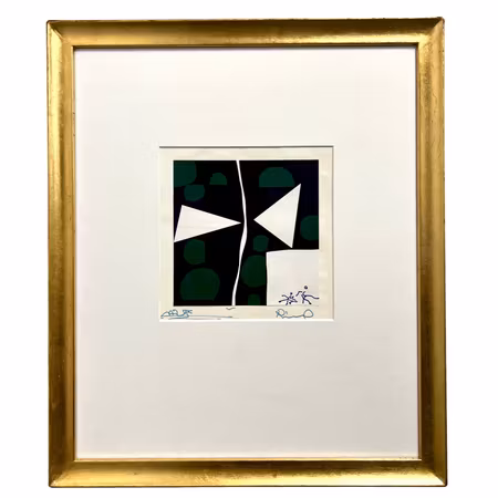 "Grön,svart,vit" Gouache på papper av Richard Mortensen. 50x59 cm