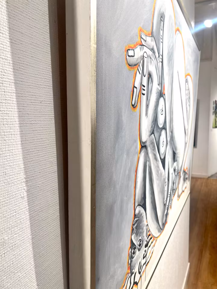 "Electrified" Olja på duk av Timo Solin. 145x107,5 cm