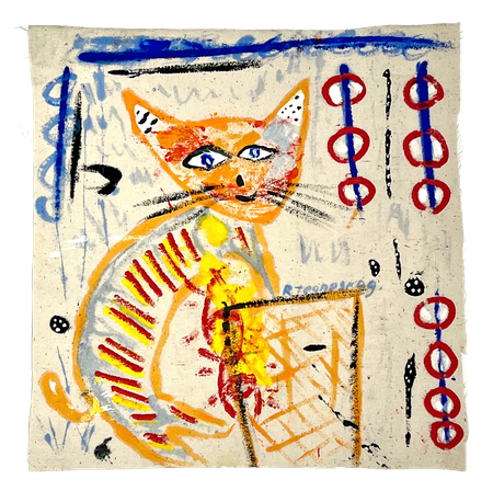 "Tålmodig matväntan"  Akvarell av Ronny Tegneskog. 46x46 cm