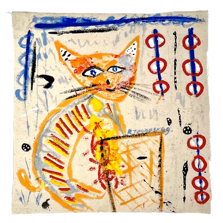 "Tålmodig matväntan"  Akvarell av Ronny Tegneskog. 46x46 cm