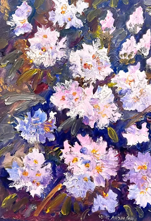 "Blommor" Olja på duk av Jerry Andersson. 50x64,5 cm