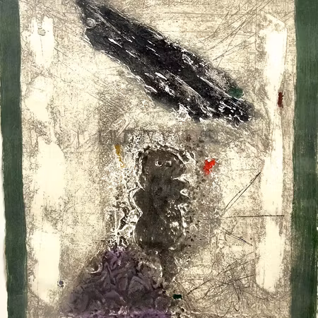 "Ingen titel" Inramad handkolorerad karborundumetsning av James Coignard. 56,5x69 cm