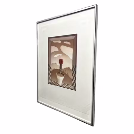 "Une Fleur" Färgetsning av Jean-Michel Folon. 42x57 cm