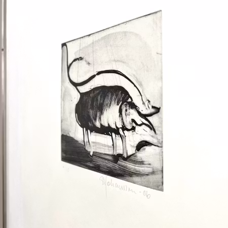 Inramad polytypi av Sven-Erik Johansson.42x52 cm