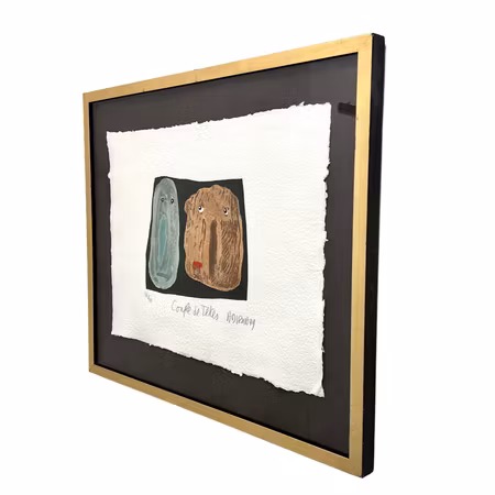 "Couple de têtes" Gravyr av Henri Di Rosa. 72,5x64 cm