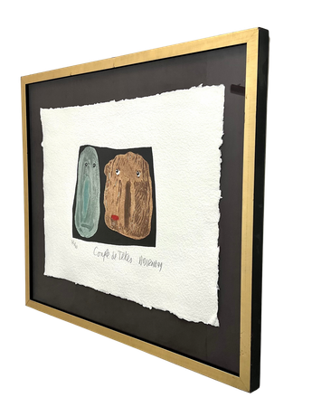 "Couple de têtes" Gravyr av Henri Di Rosa. 72,5x64 cm