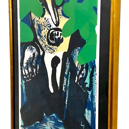 "Man i buskage" Inramat litografi av Bengt Lindström. nr 57/100. 68x90,5 cm