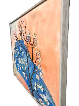 "Plommonträd i Blom" Olja på duk av Irene K:son Ullberg. 84x70 cm