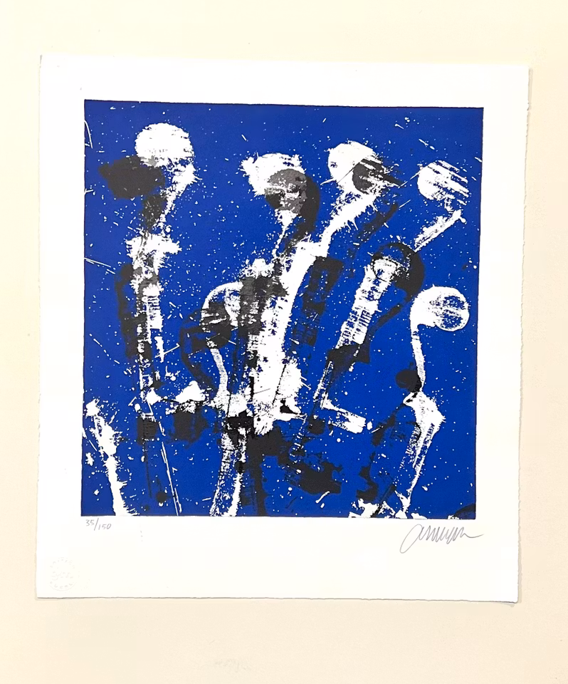"Violins" Färglitografi av Arman. 41x46cm.