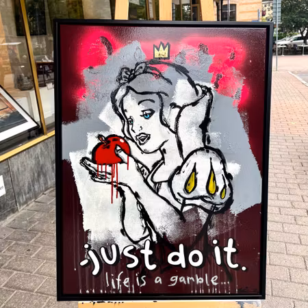 "Life is a Gamble" Blandteknik på duk av Mike Blomqvist. 64x84 cm