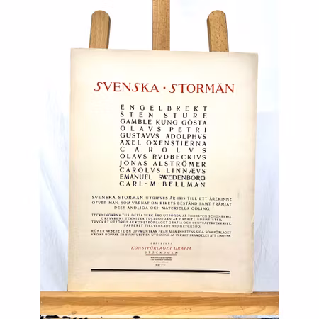 "Carolus" Grafisk blad av Thorsten Schonberg ur mappen "Svenska Stormän". Nr 44/100. 40x52 cm