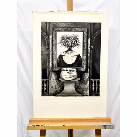 Svartvit etsning av Per Svensson. 50x70 cm. Nr 3/40.