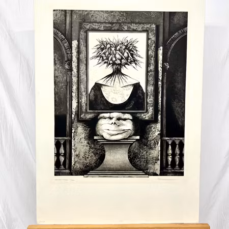 Svartvit etsning av Per Svensson. 50x70 cm. Nr 3/40.