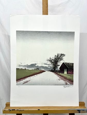 Litografi av Ulf Onsberg. 47,5x63 cm. Nr 31/190