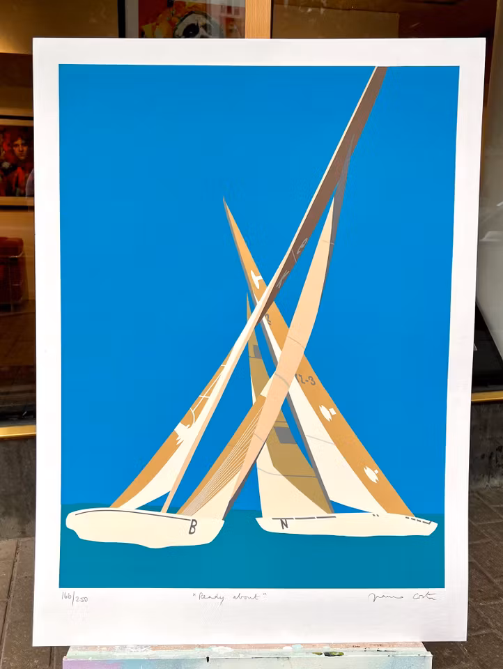 "Ready About" Serigrafi av Franco Costa. nr 166/250. 68x93 cm.