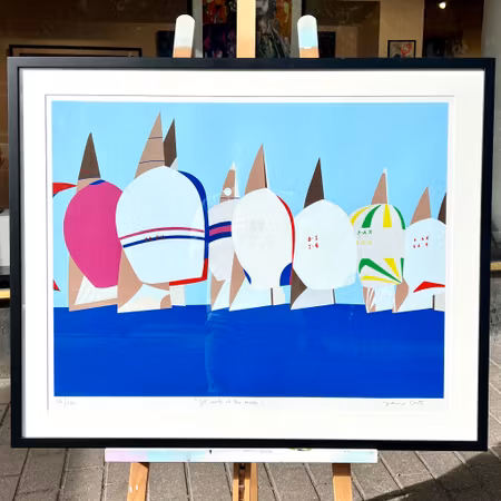 "Get inside at the mark" Serigrafi av Franco Costa. 93x68 cm.
