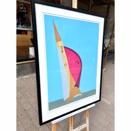 "Roll away to Leeward" Serigrafi av Franco Costa. 68x93 cm.