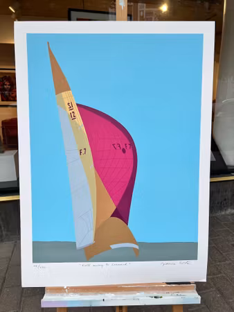 "Roll away to Leeward" Serigrafi av Franco Costa. 68x93 cm.