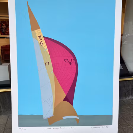 "Roll away to Leeward" Serigrafi av Franco Costa. 68x93 cm.