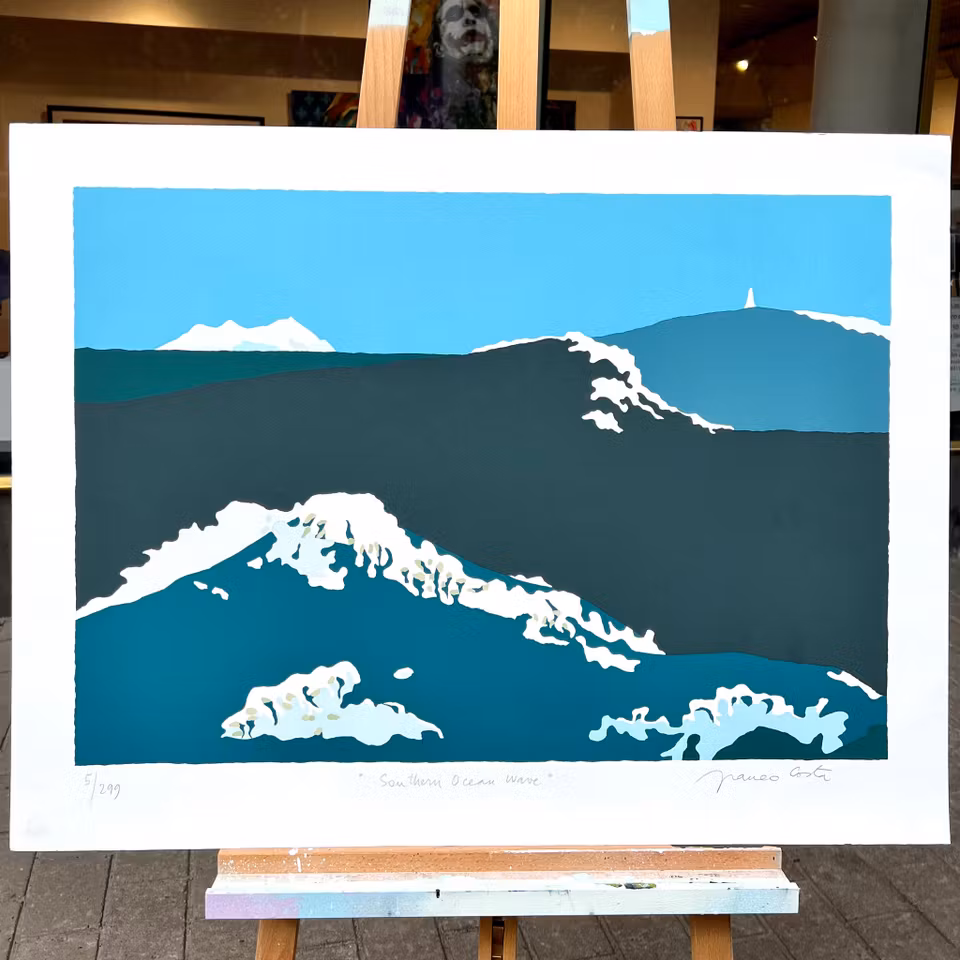"Southern Ocean Wave" Serigrafi av Franco Costa. 68x93 cm.