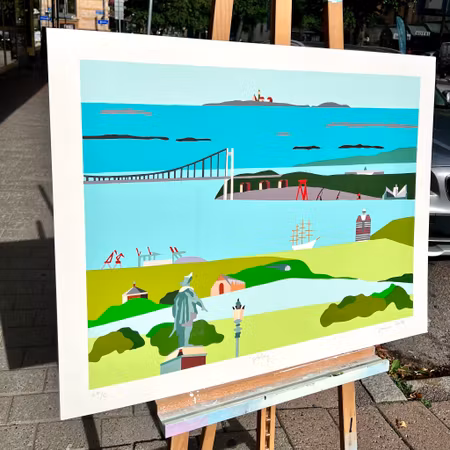 "Göteborg" Serigrafi av Franco Costa. 90x70 cm.