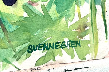 "Lupinus" Akvarell av Solveig "Lilli" Svennegren. 51,5x64 cm