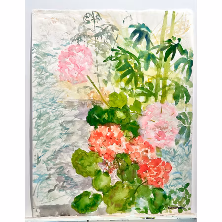 "I blom" Akvarell av Solveig "Lilli" Svennegren. 51,5x64 cm