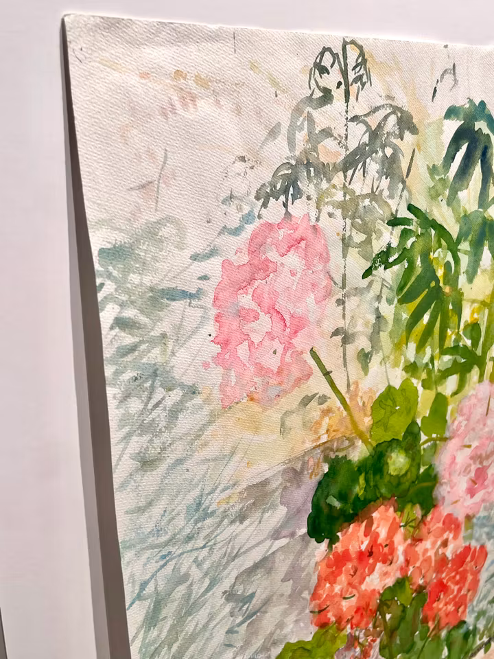 "I blom" Akvarell av Solveig "Lilli" Svennegren. 51,5x64 cm