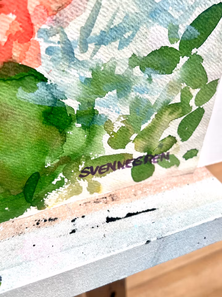 "I blom" Akvarell av Solveig "Lilli" Svennegren. 51,5x64 cm