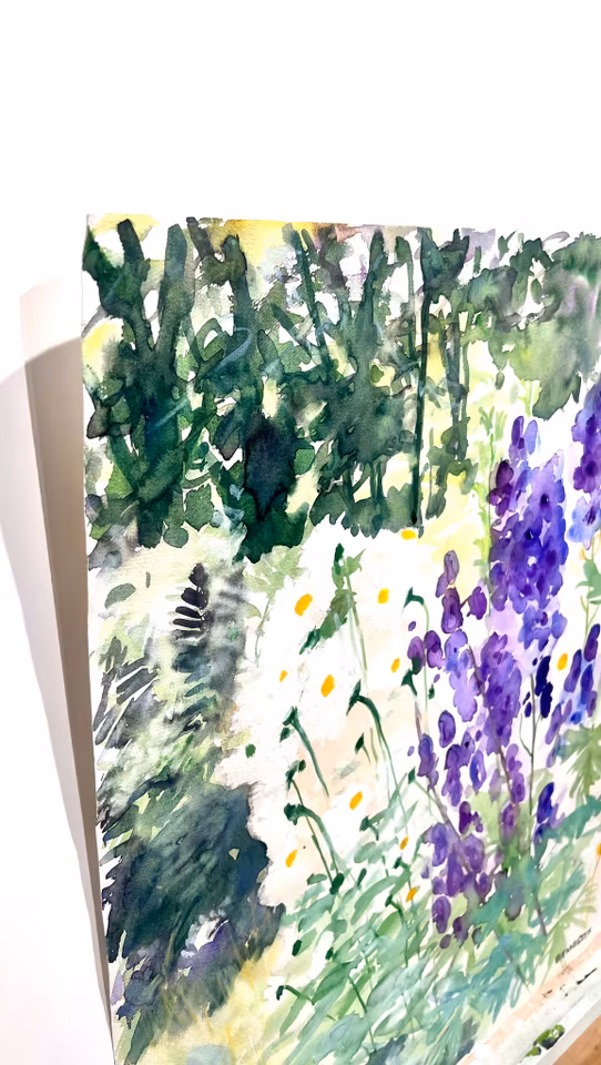 "Skönhet i glänta" Akvarell av Solveig "Lilli" Svennegren. 51,5x64 cm