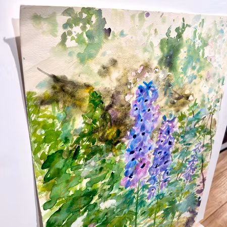"Tillsammans i blom" Akvarell av Solveig "Lilli" Svennegren. 45,5x62 cm