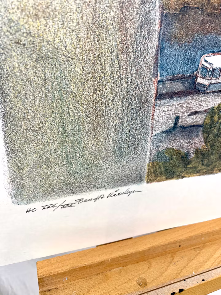 "Norra Hamngatan, Göteborg" Litografi av Bengt Andersson Råssbyn. 68x76 cm