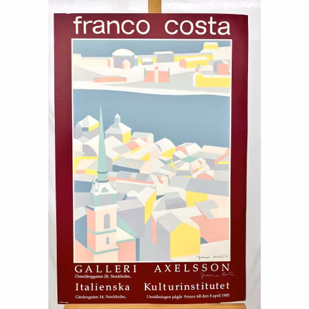Signerad utställningsaffisch Franco Costa, ´1985. 58x88 cm