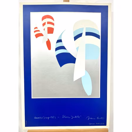 "Americas Cup 1983 - Silver Jubileé" Litografisk affisch av Franco Costa, Signerad. 60x85 cm