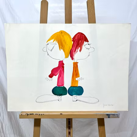 "Clowns Duel" Akvarell av Franco Costa. 70x50 cm