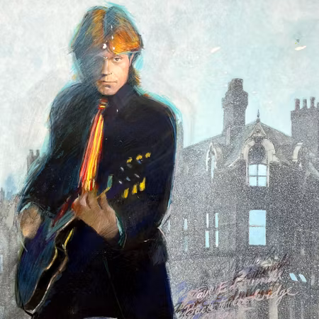 "Dave Edmunds, back to lockridge street" Original på papper av David Oxtoby. 75x61 cm