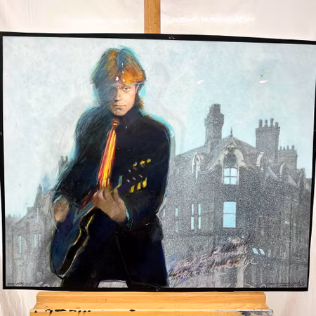 "Dave Edmunds, back to lockridge street" Original på papper av David Oxtoby. 75x61 cm
