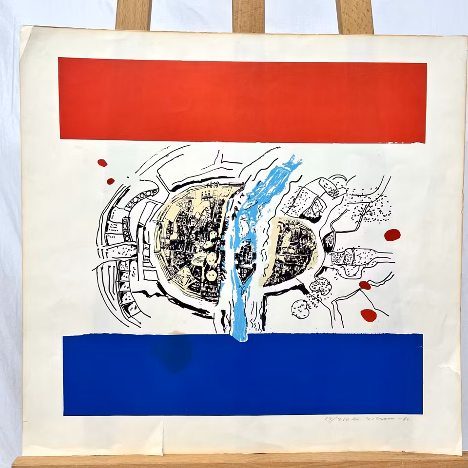 "Dream of Netherland" Litografi av Gösta Gierow. ´66 nr 75/250. 52x50 cm